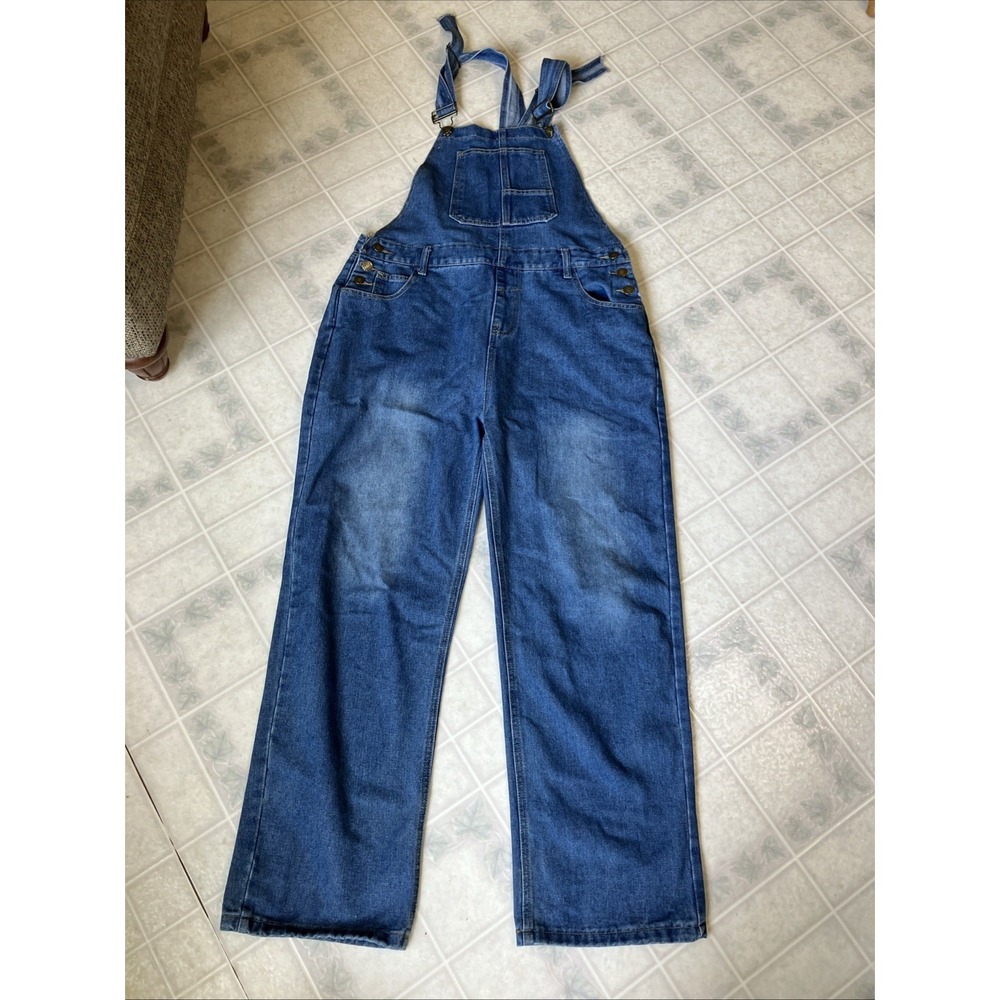 Jeans Women Sz XL Overalls Blue Dark Wash Denim farmer Construction Grunge